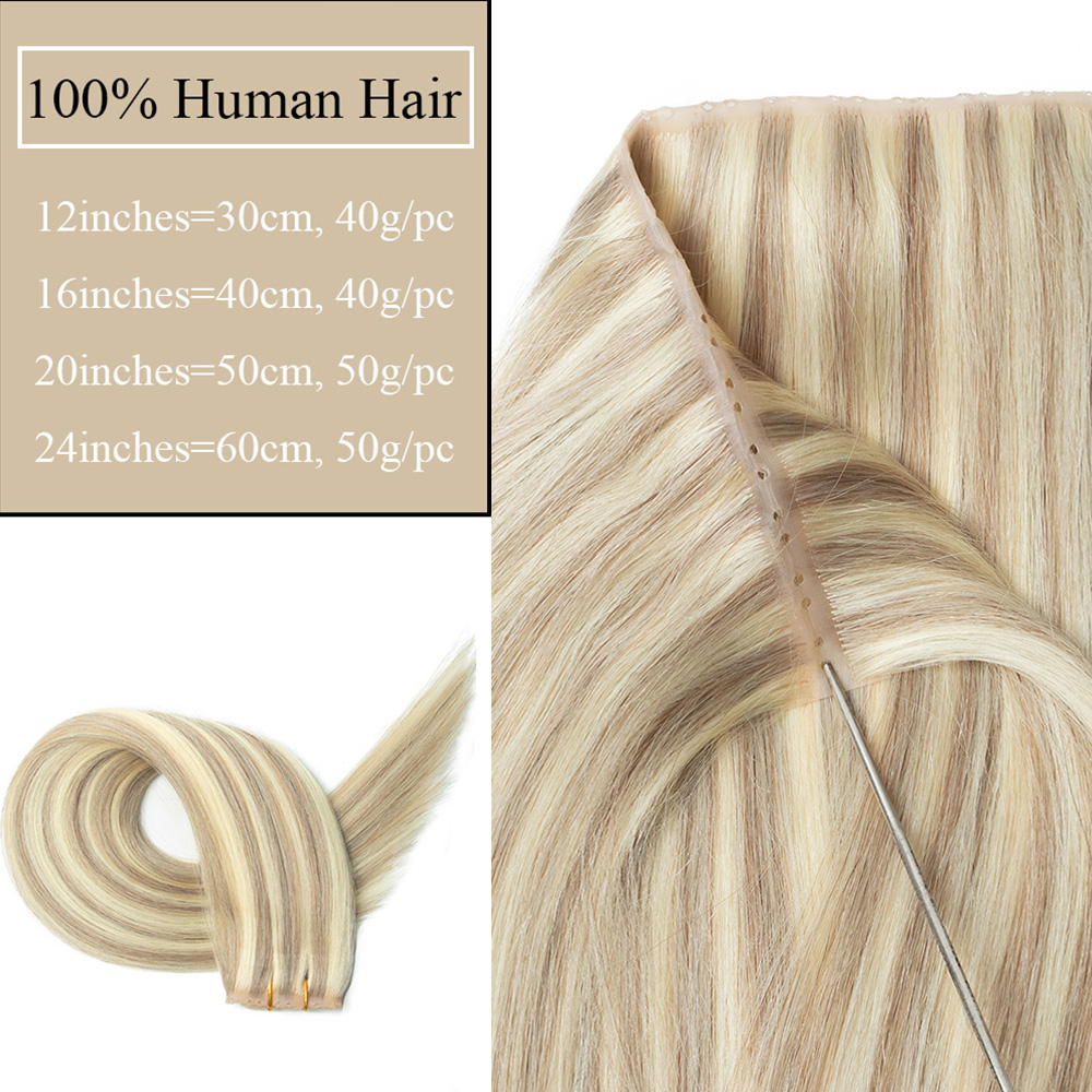 Blonde injected Hole Weft Huma - Invisible Tape In Extensions Real Hair ulasan dan harga