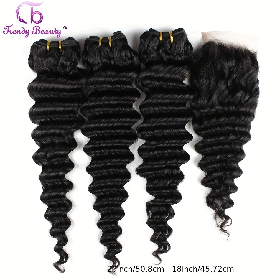 Brazilian Deep Wave Hair With  - Deep Wave 3 Bundles With Closure ulasan dan harga