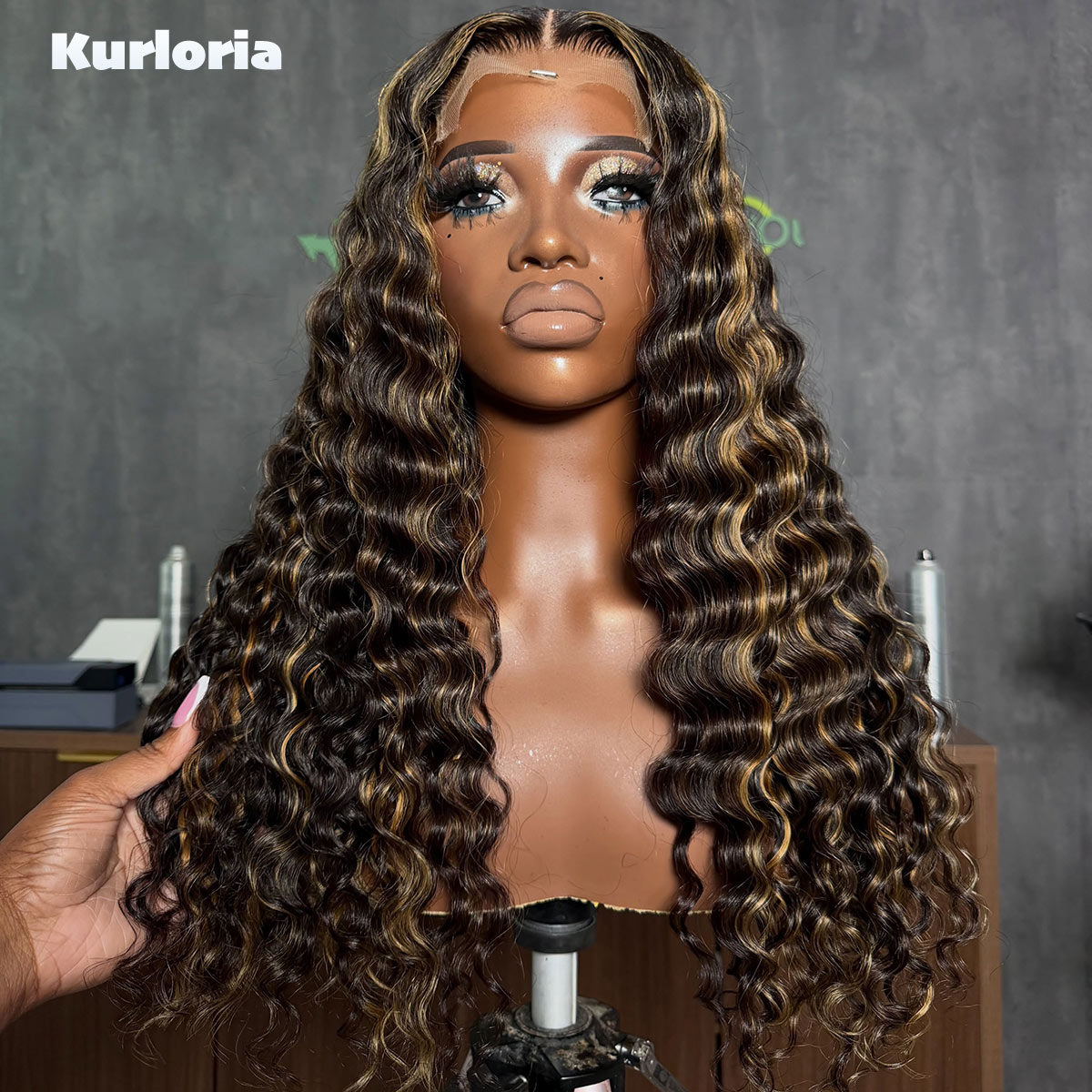 450 Density Deep Wave Lace Fro - Human Hair Wigs ulasan dan harga